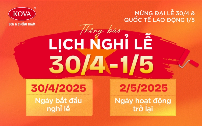 THÔNG BÁO LỊCH NGHỈ LỄ 30/4 & 1/5
