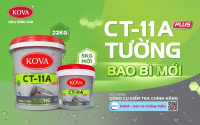 RA MẮT BAO BÌ MỚI: CHẤT CHỐNG THẤM KOVA CT-11A PLUS TƯỜNG