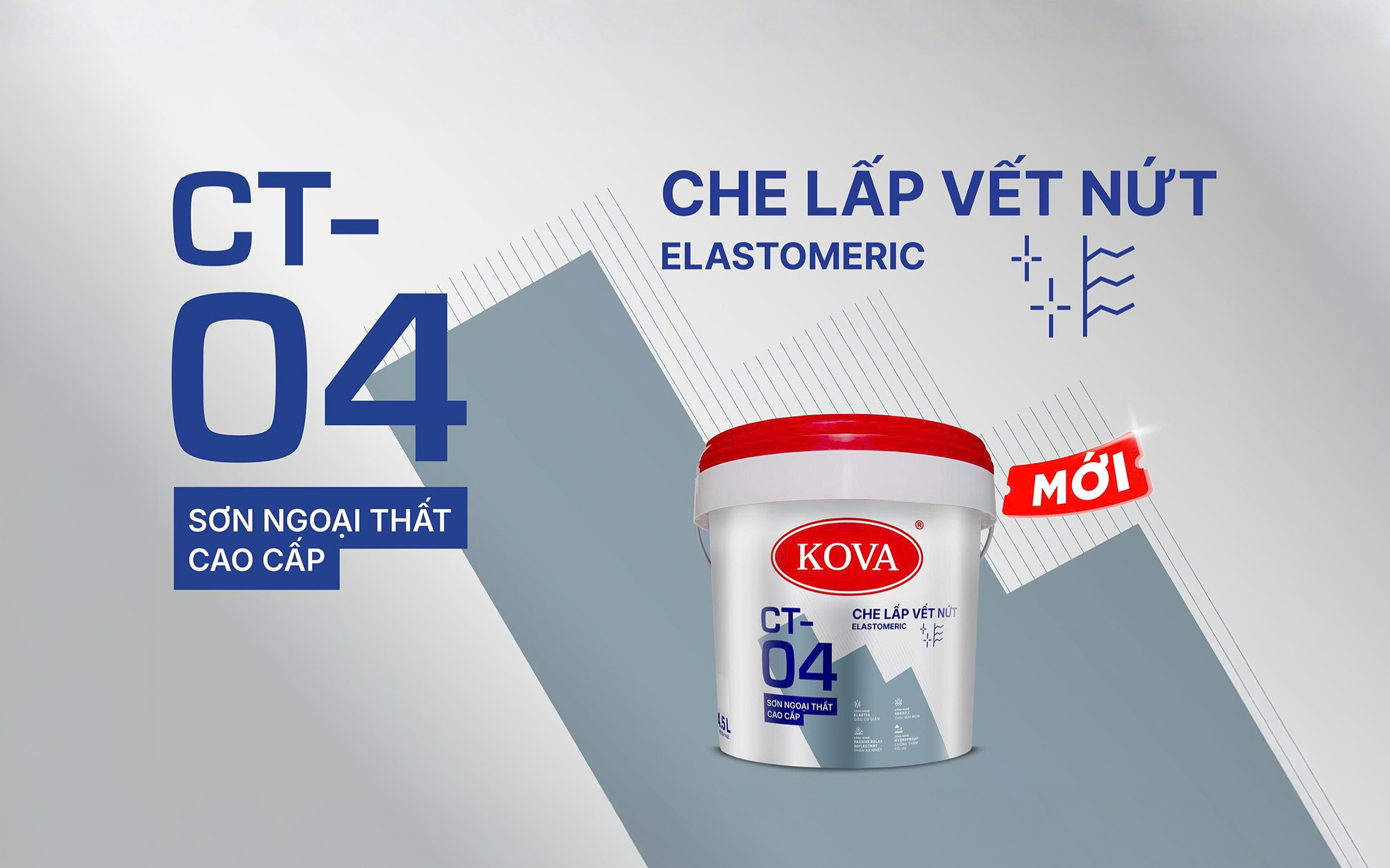 Sơn ngoại thất cao cấp KOVA CT-04 Che lấp vết nứt