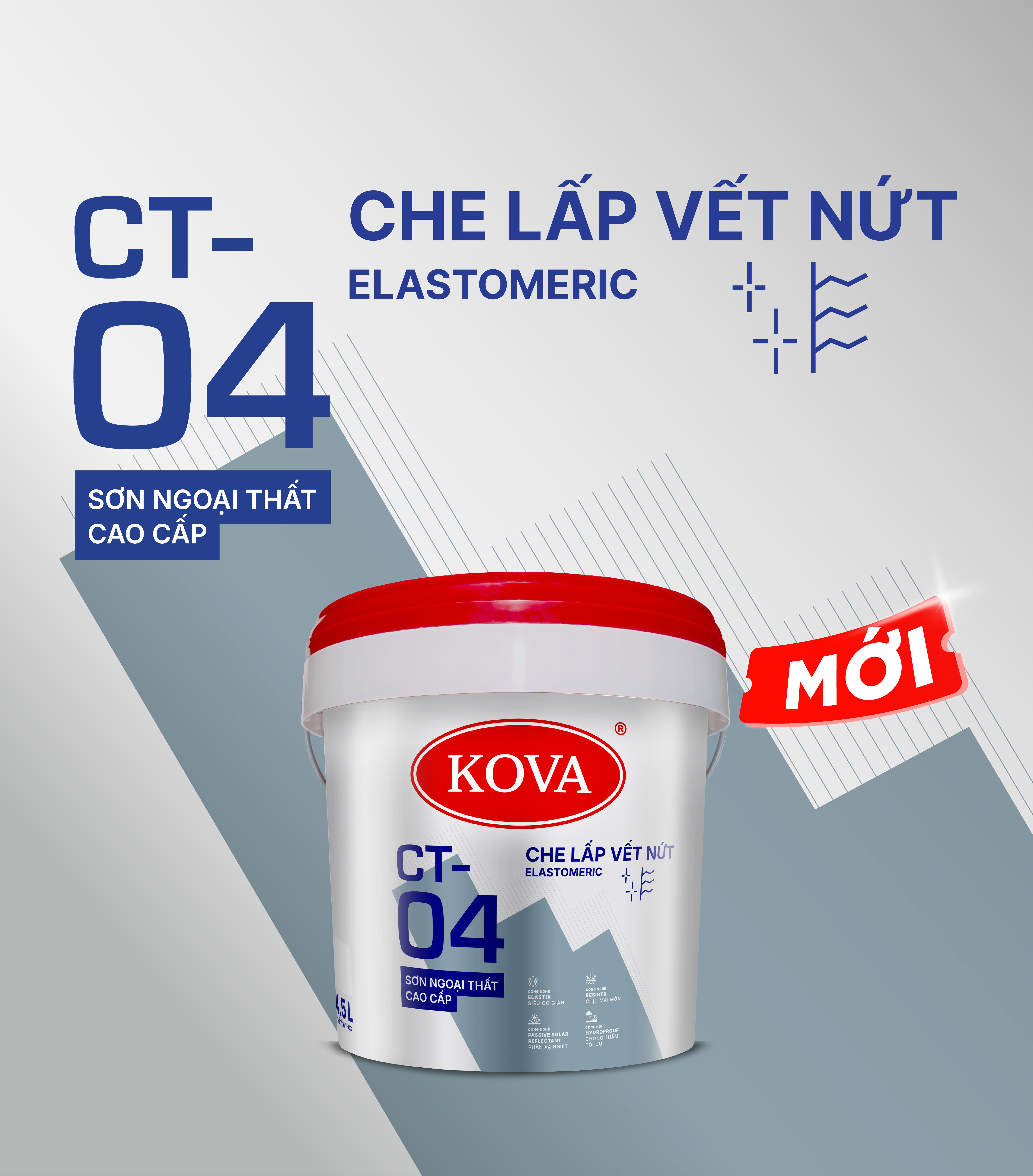 Sơn ngoại thất cao cấp KOVA CT-04 Che lấp vết nứt