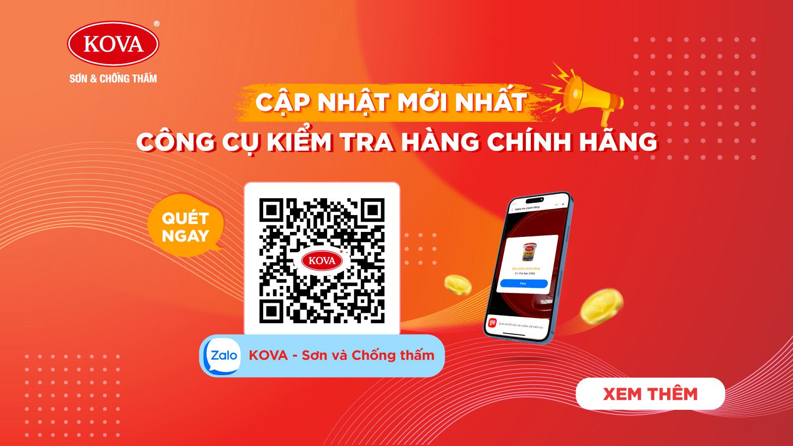 CẬP NHẬT CÔNG CỤ KIỂM TRA HÀNG CHÍNH HÃNG KOVA